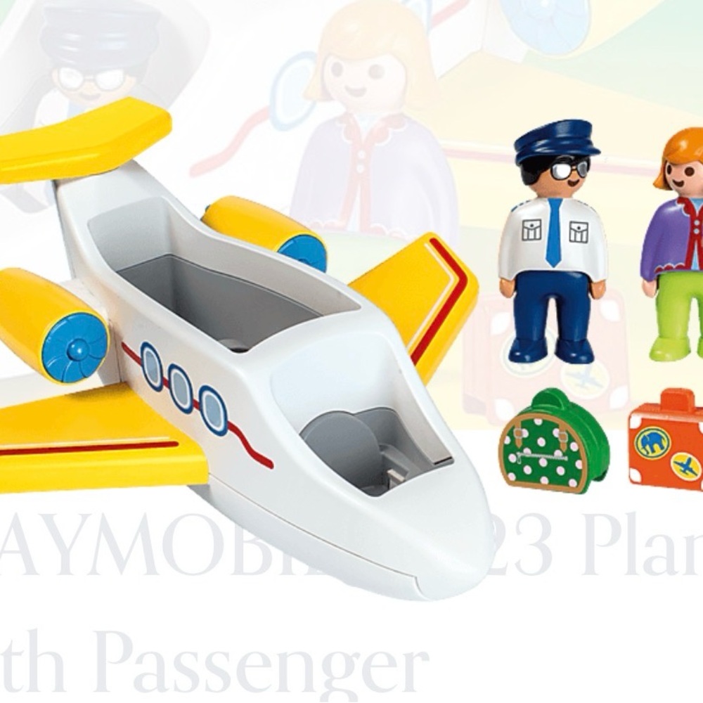 Playmobil 1.2.3 Airplane with Passenger - White and Yellow - Picture 2 of 7